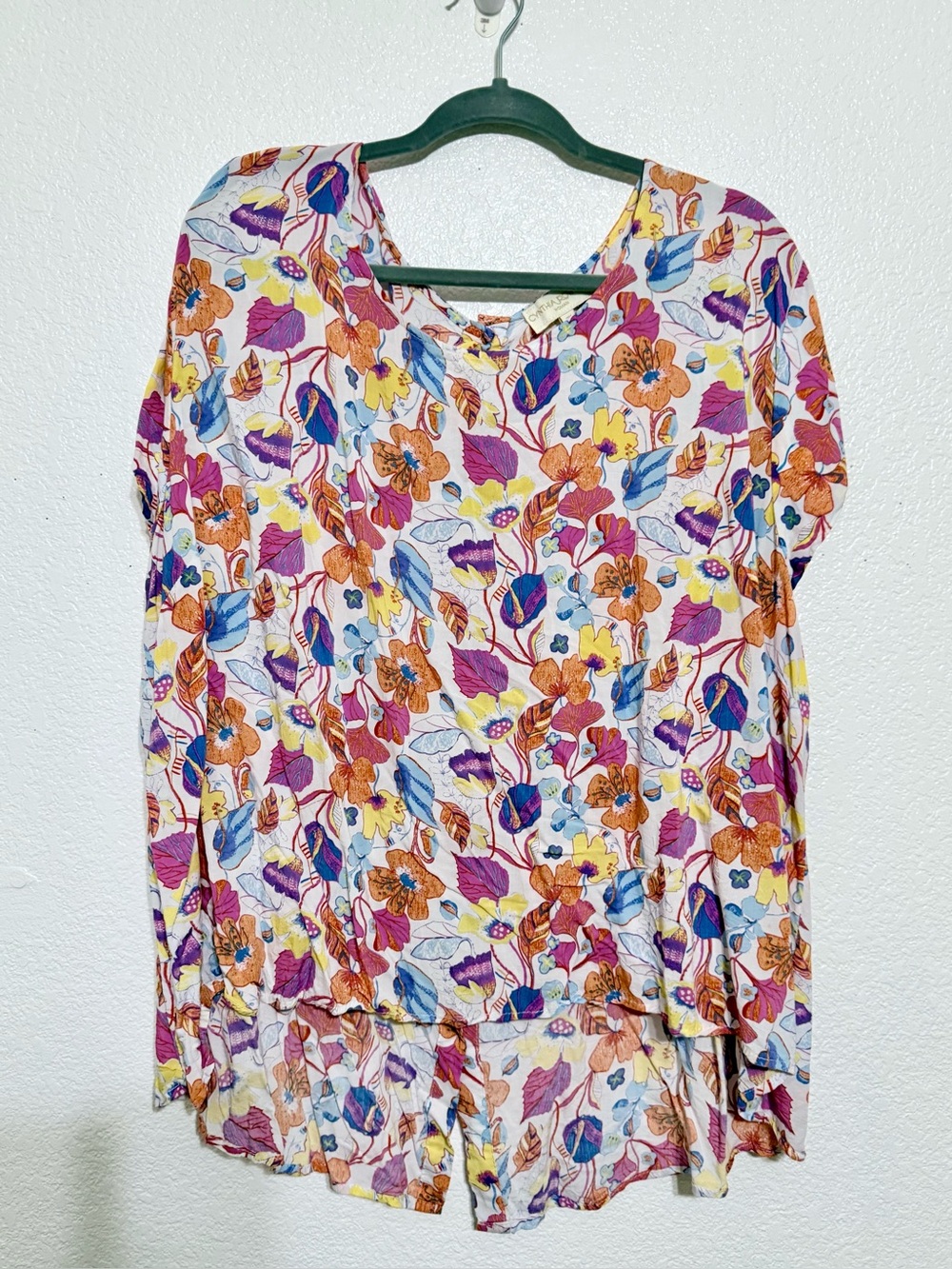 Cynthia Rowley Multicolor Floral V-Neck Short Sleeve Tunic